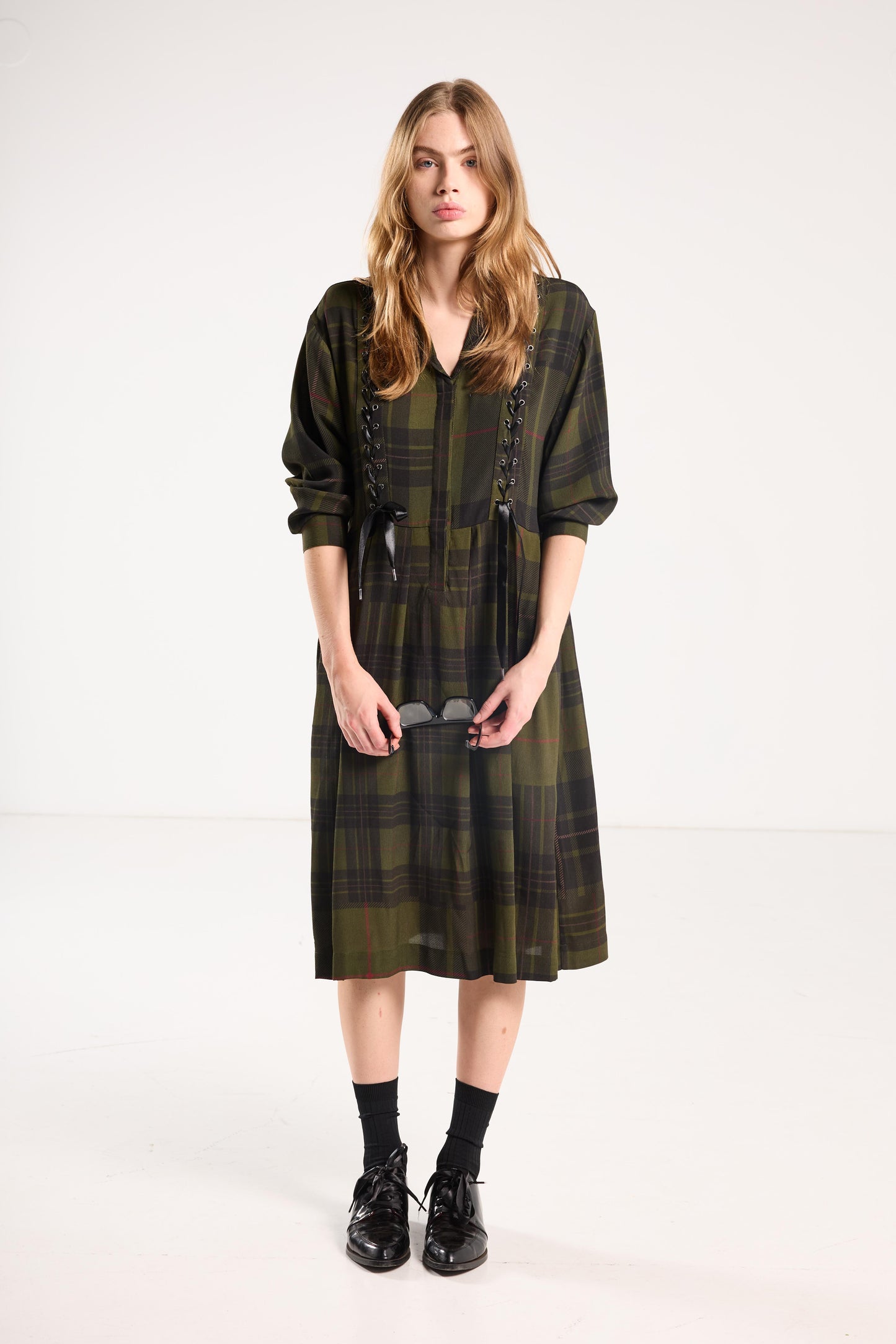 Boyfriend Dress - Forest Green Check