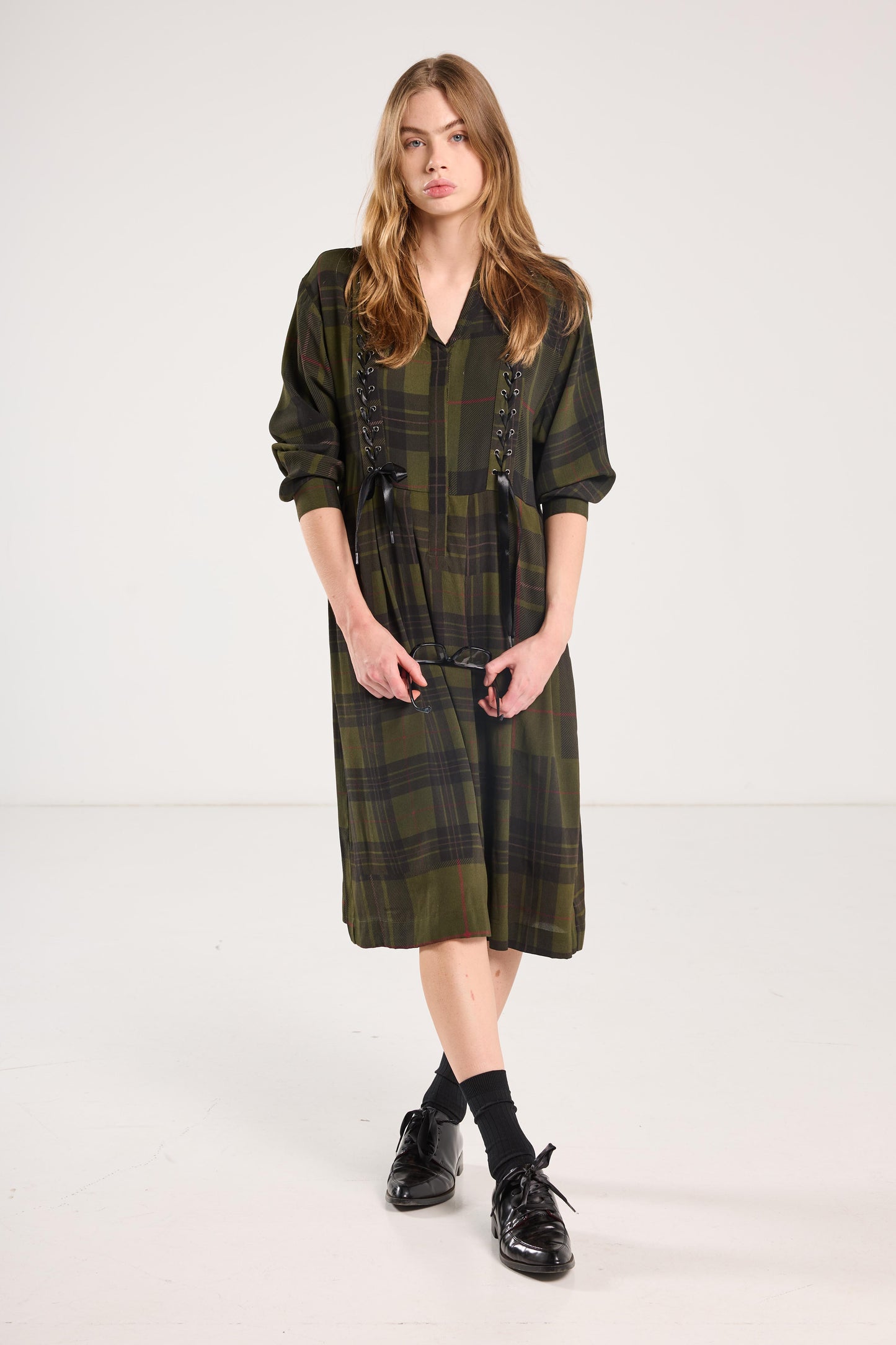 Boyfriend Dress - Forest Green Check