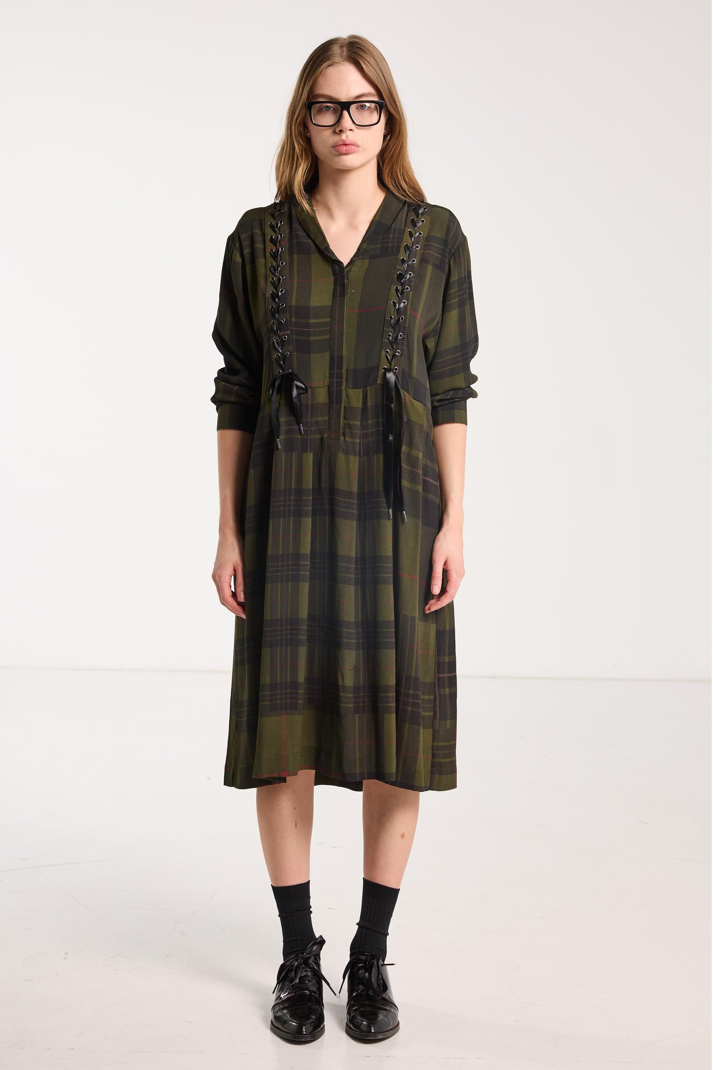 Boyfriend Dress - Forest Green Check