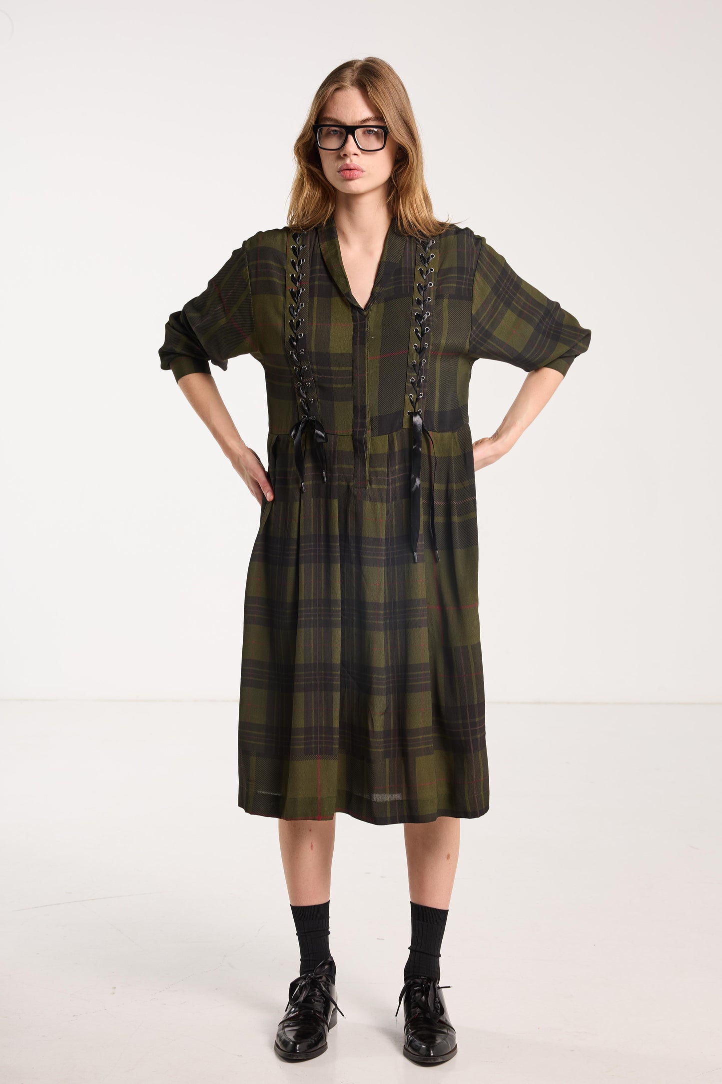 Boyfriend Dress - Forest Green Check