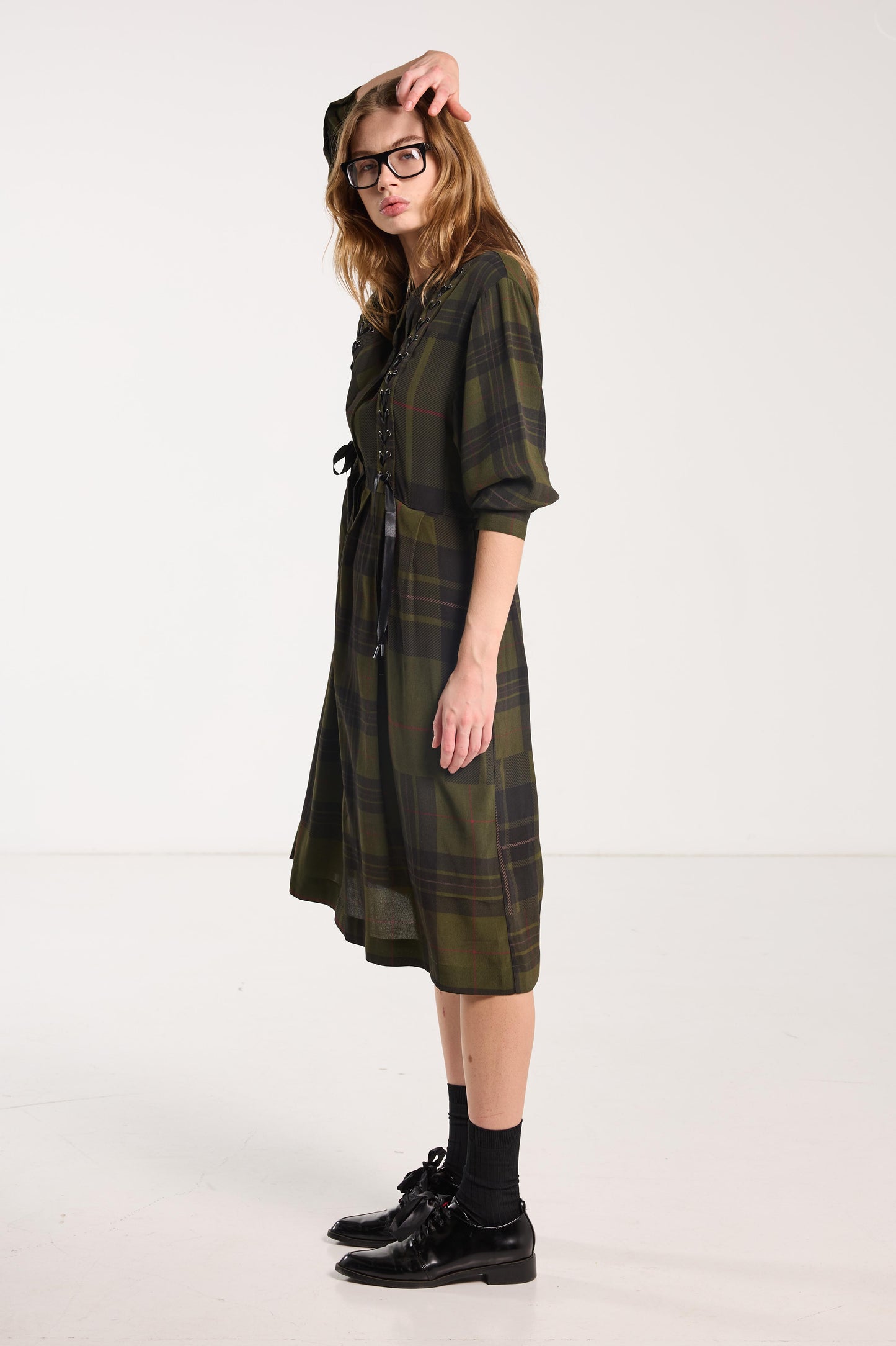 Boyfriend Dress - Forest Green Check