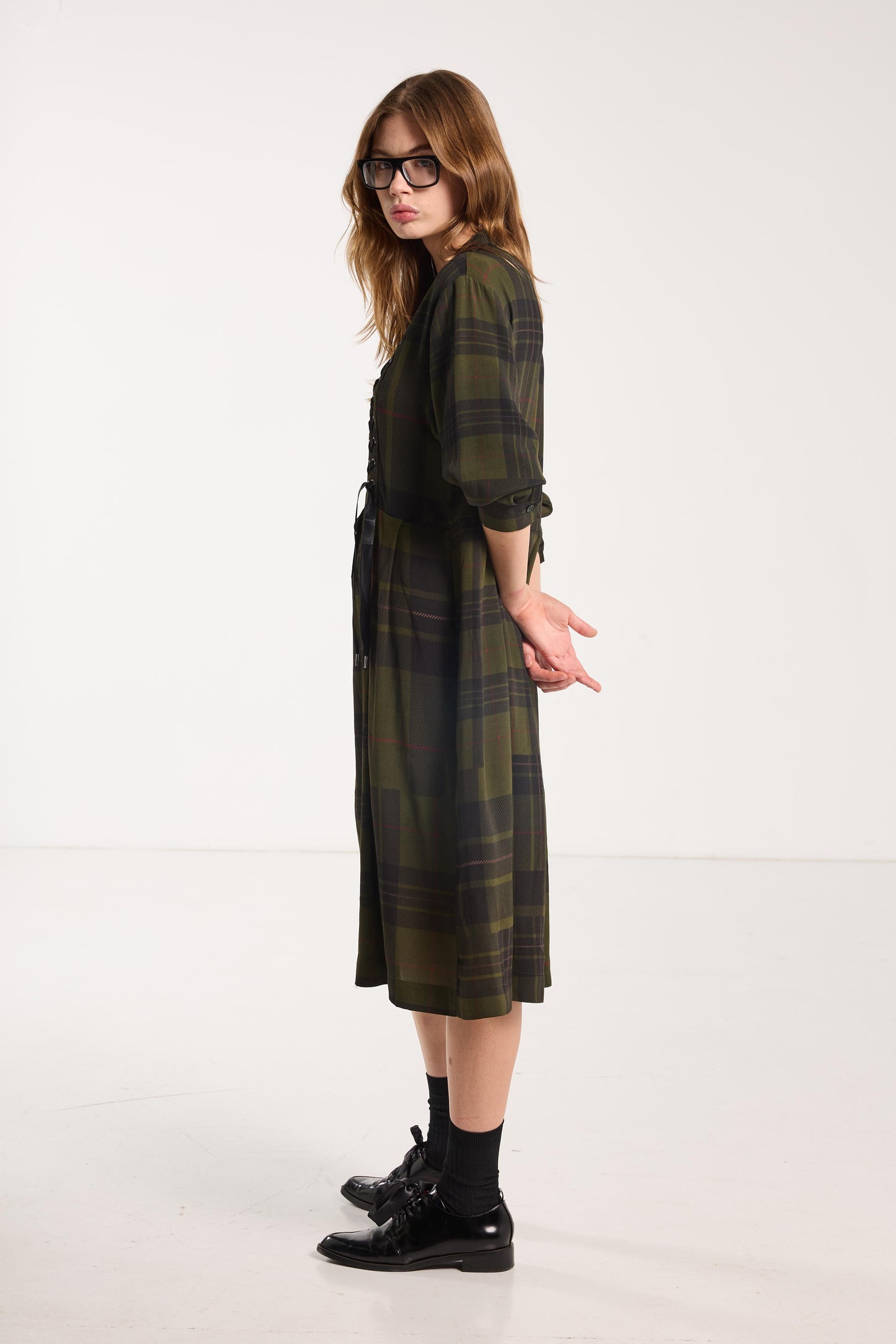 Boyfriend Dress - Forest Green Check