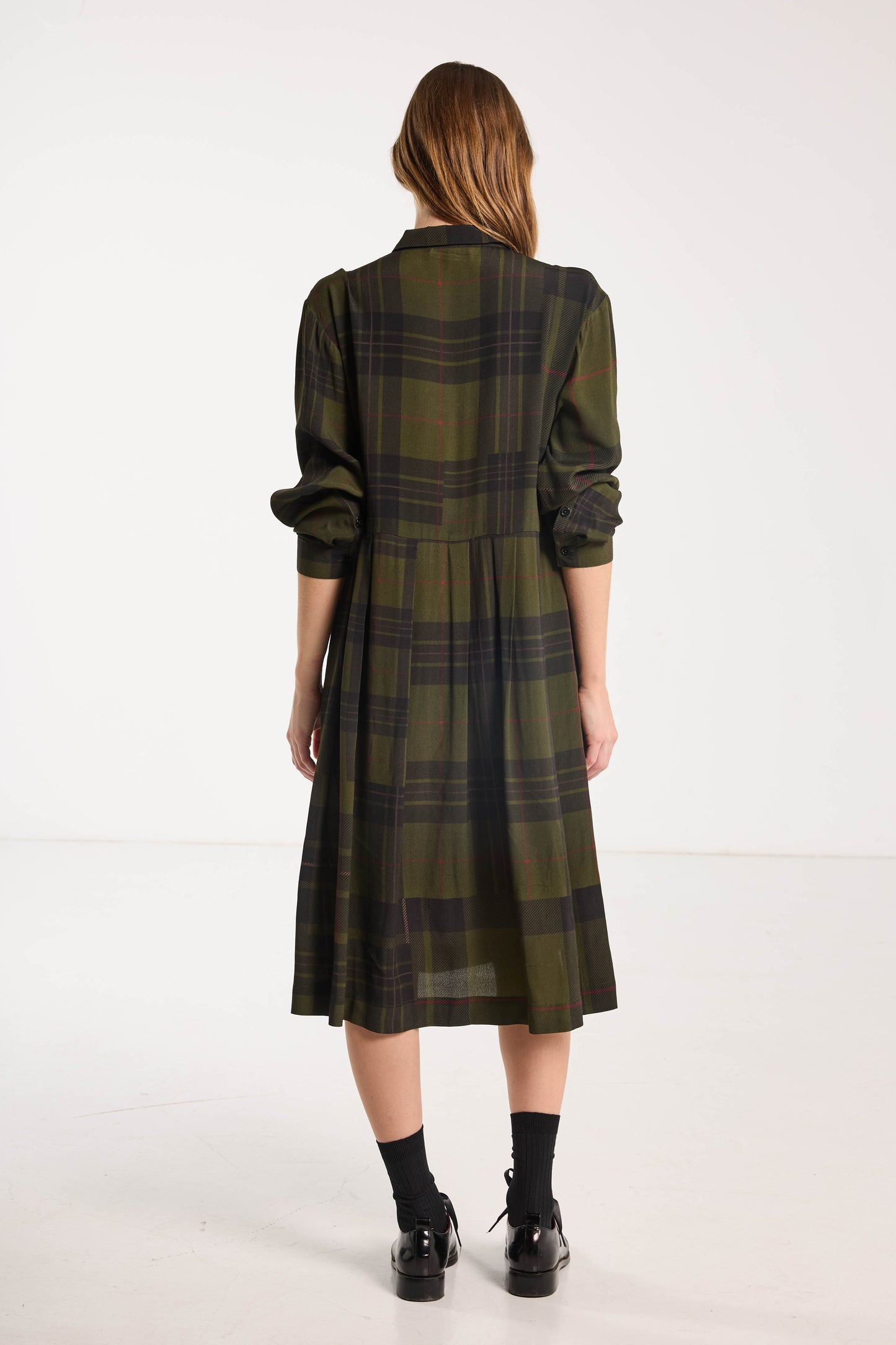 Boyfriend Dress - Forest Green Check