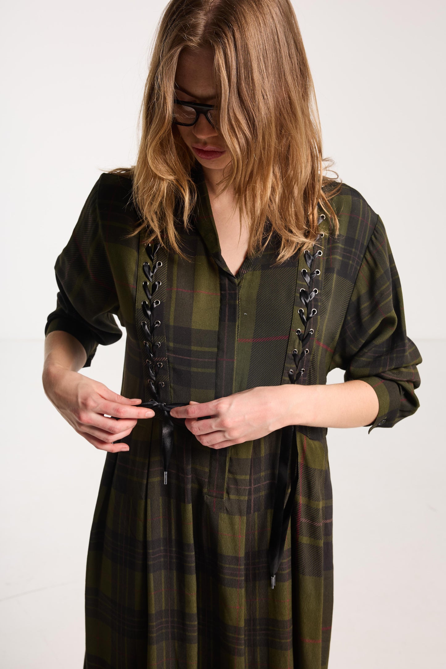 Boyfriend Dress - Forest Green Check
