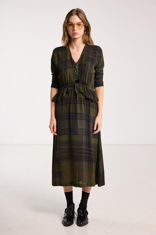 Valentine Dress - Forest Green Check