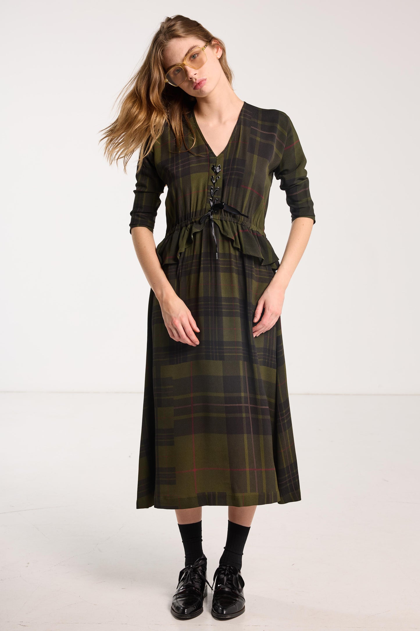 Valentine Dress - Forest Green Check
