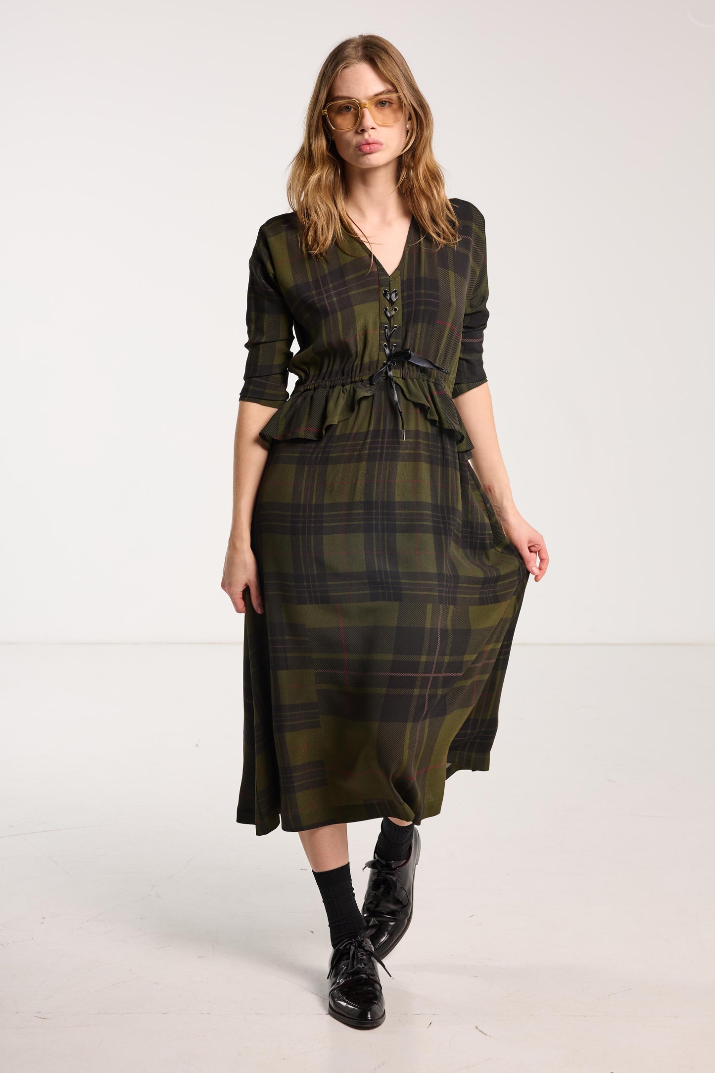 Valentine Dress - Forest Green Check