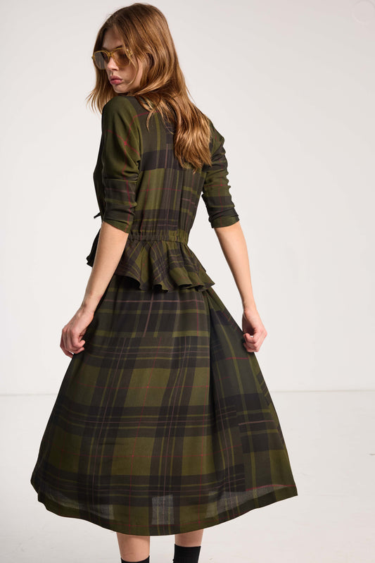 Valentine Dress - Forest Green Check