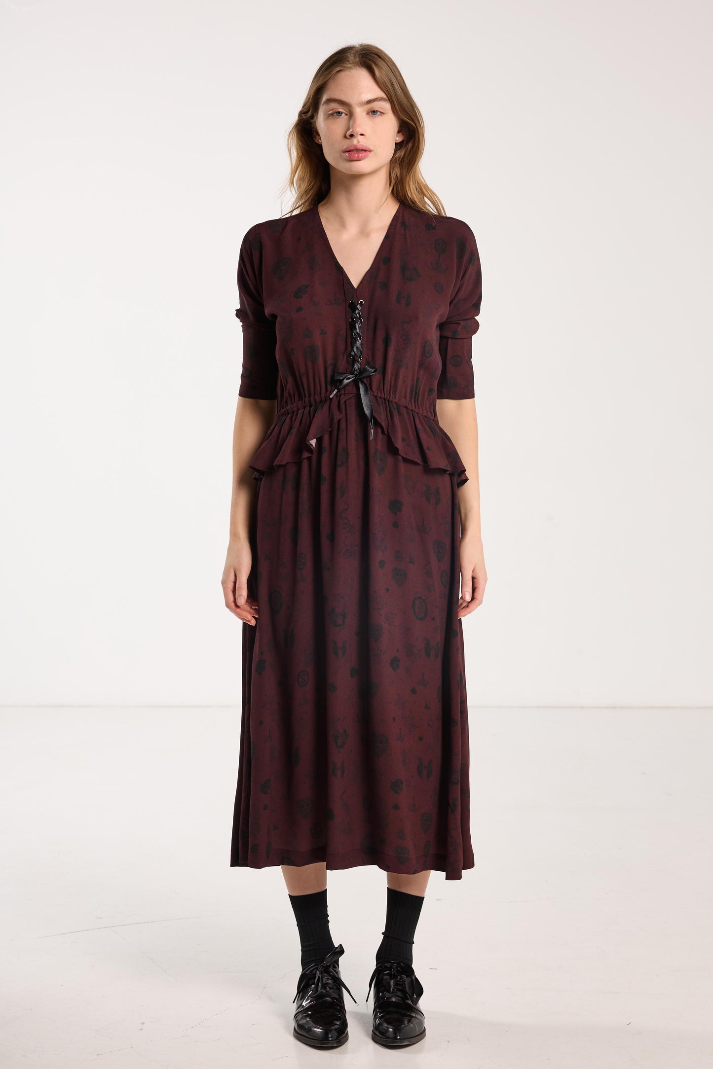 Valentine Dress - Plum Wood Print