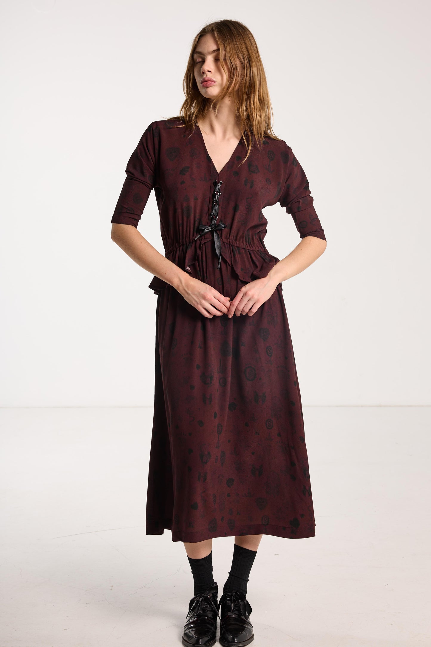 Valentine Dress - Plum Wood Print