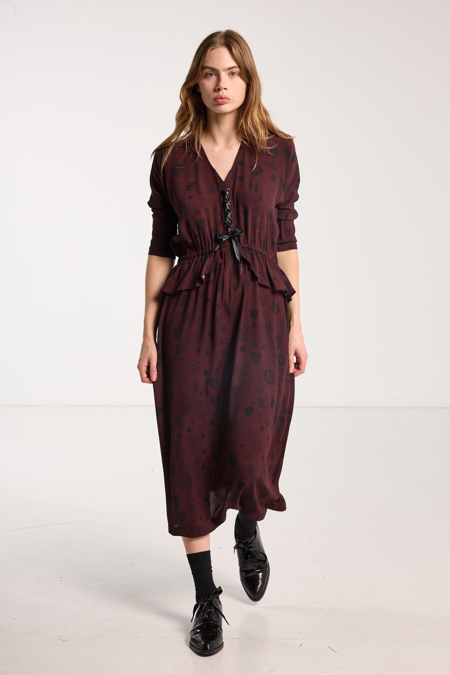 Valentine Dress - Plum Wood Print
