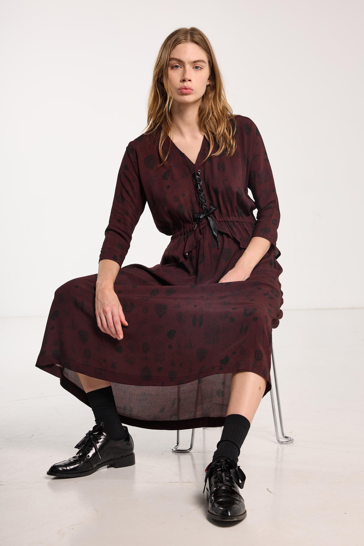 Valentine Dress - Plum Wood Print