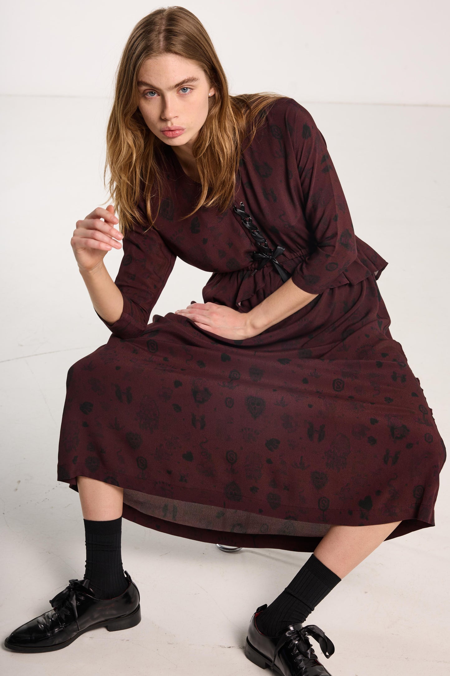 Valentine Dress - Plum Wood Print