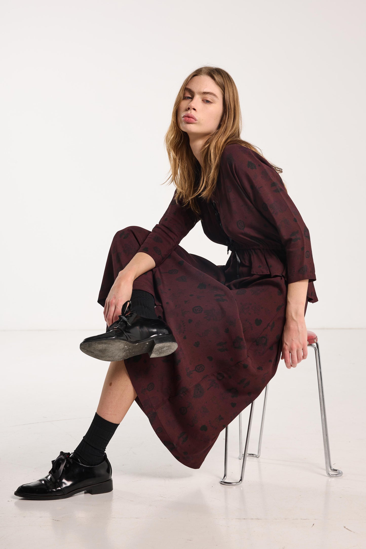 Valentine Dress - Plum Wood Print