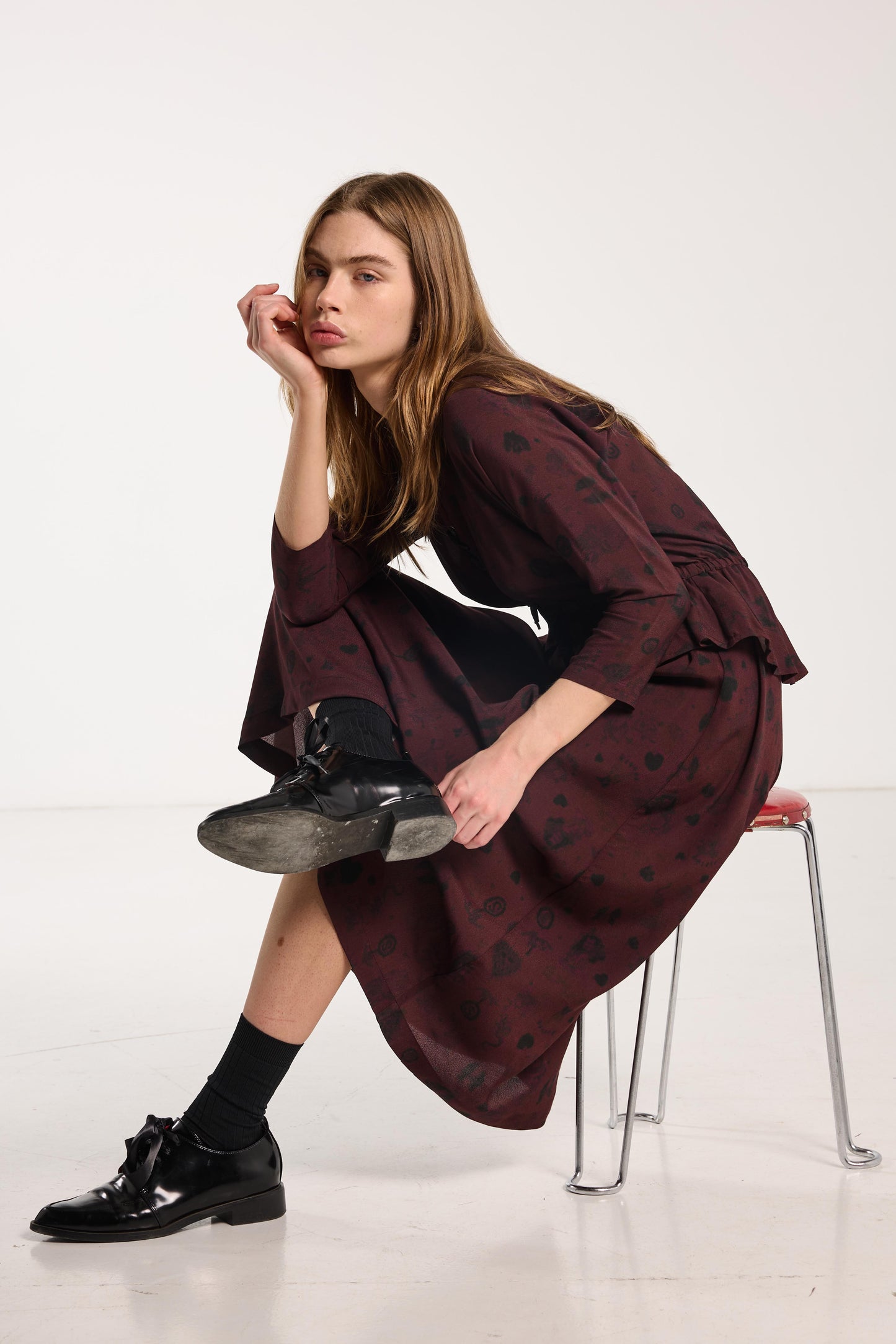 Valentine Dress - Plum Wood Print