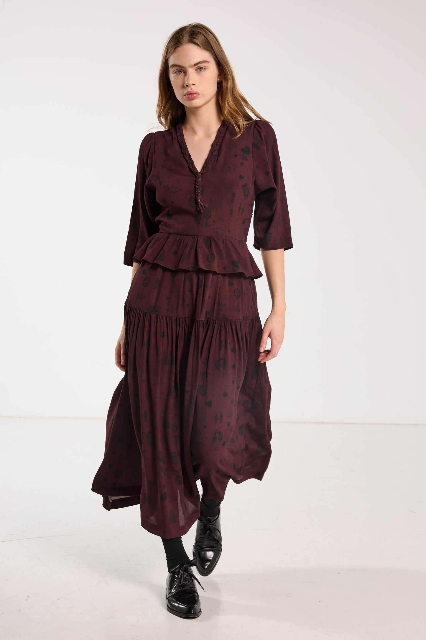 Amour Dress - Plum Wood Print