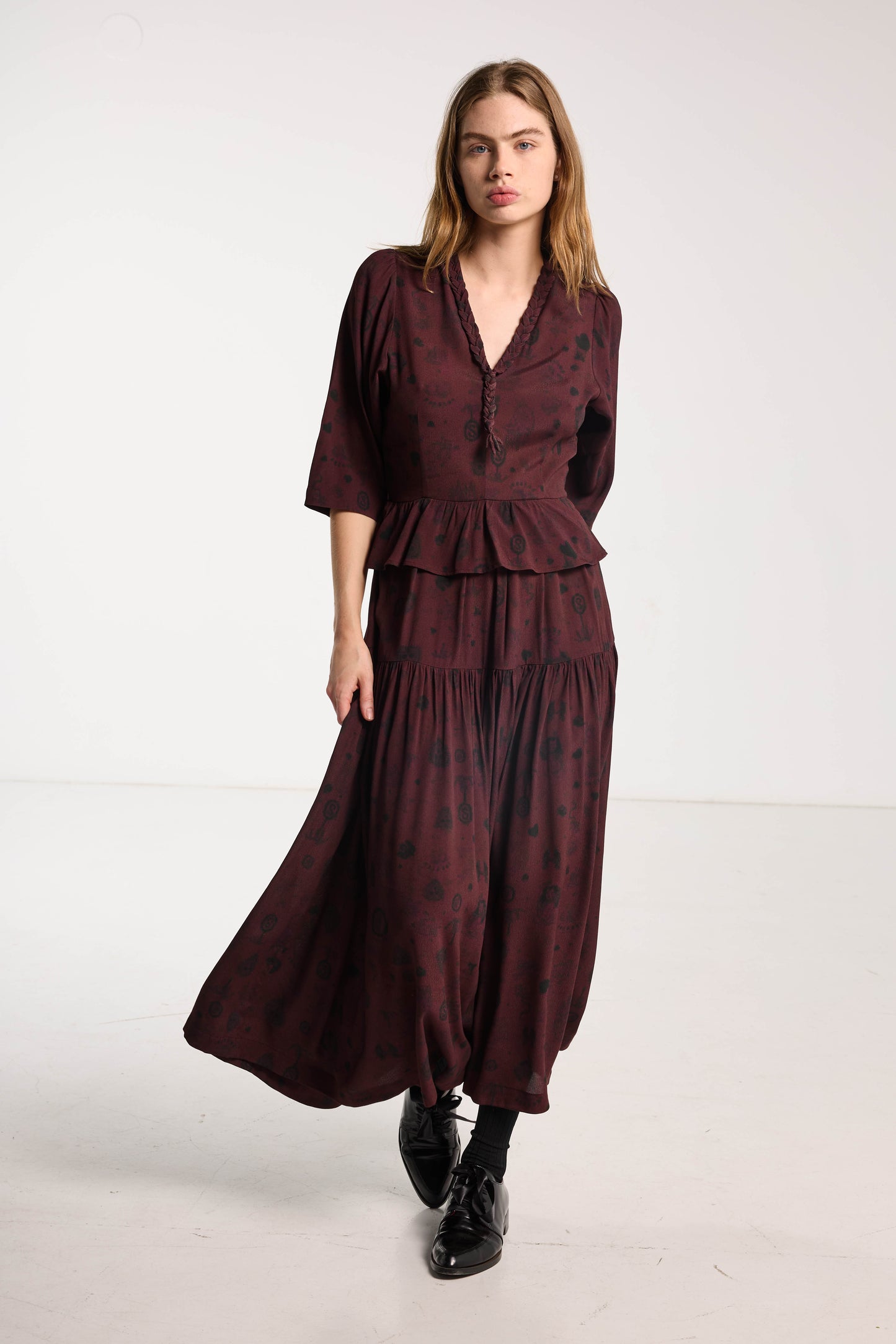 Amour Dress - Plum Wood Print