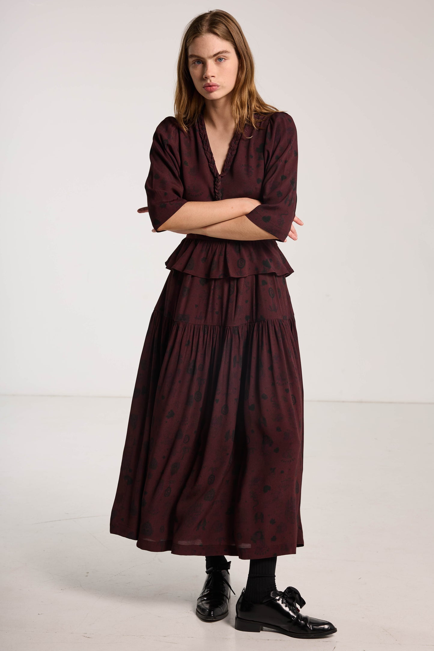 Amour Dress - Plum Wood Print