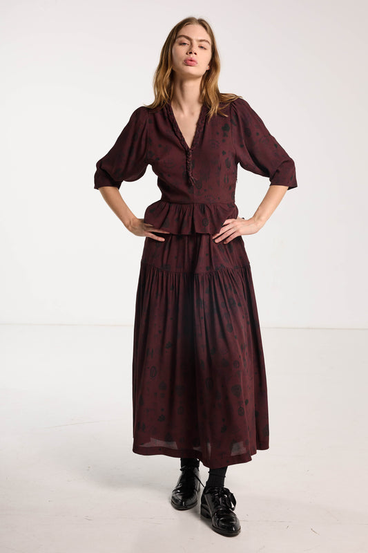 Amour Dress - Plum Wood Print