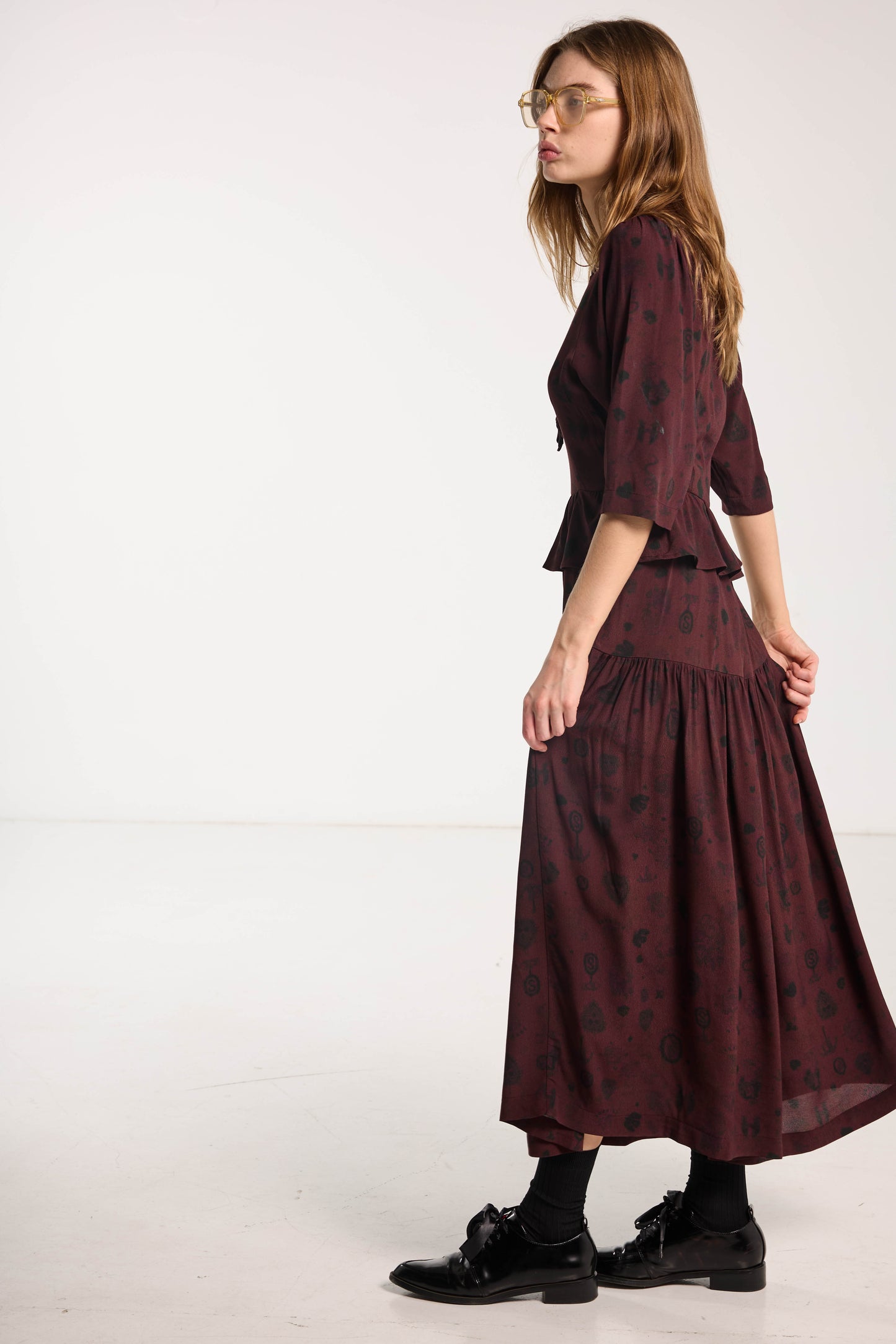 Amour Dress - Plum Wood Print