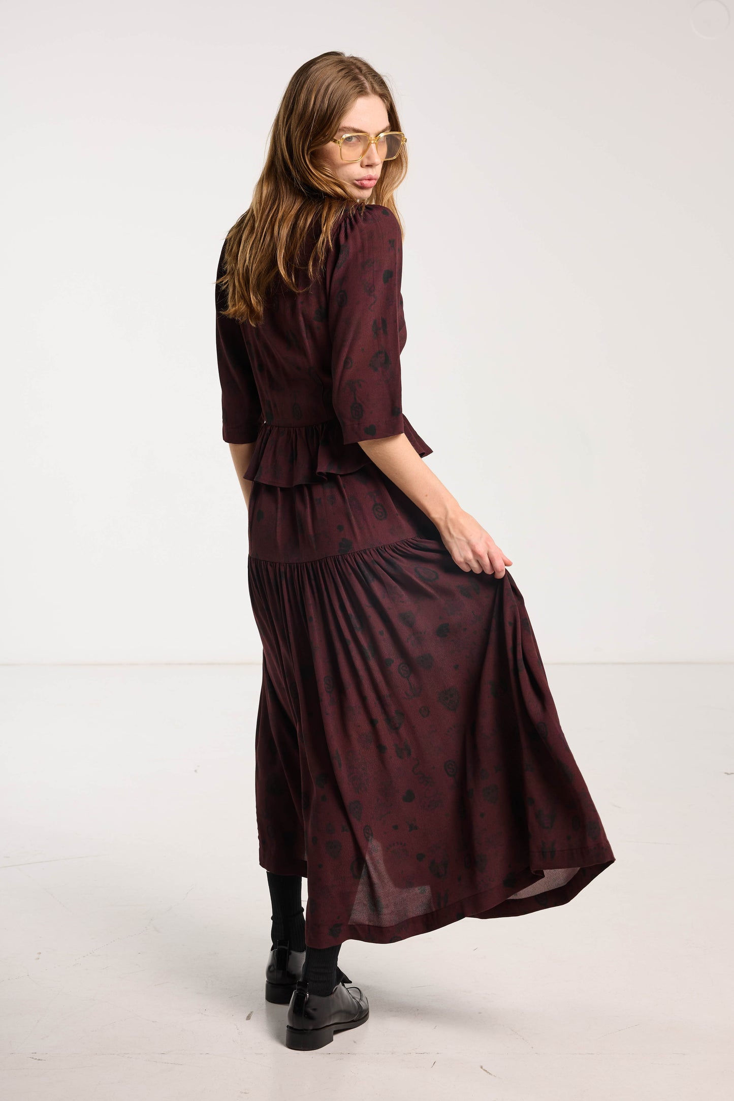 Amour Dress - Plum Wood Print