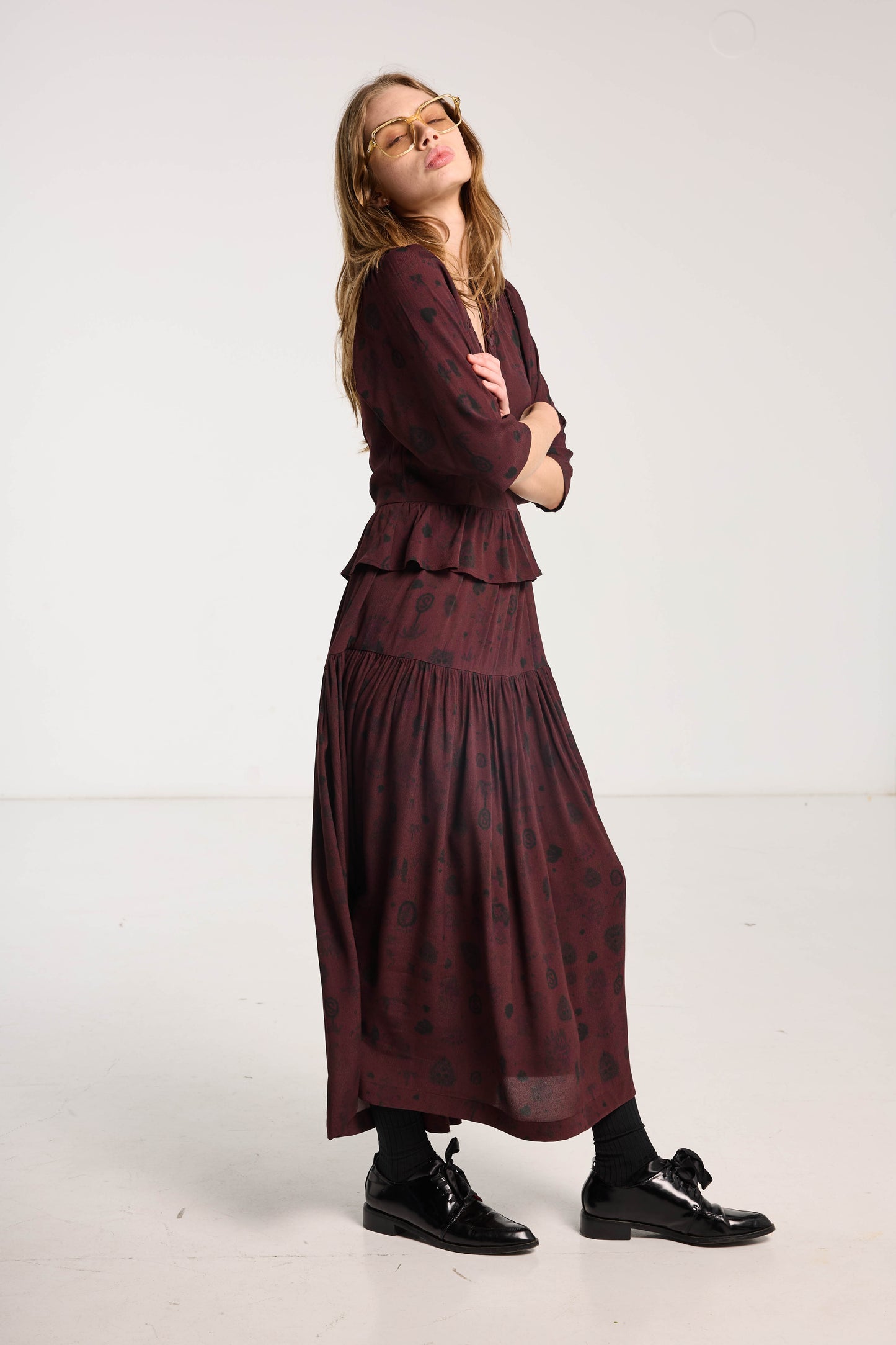 Amour Dress - Plum Wood Print