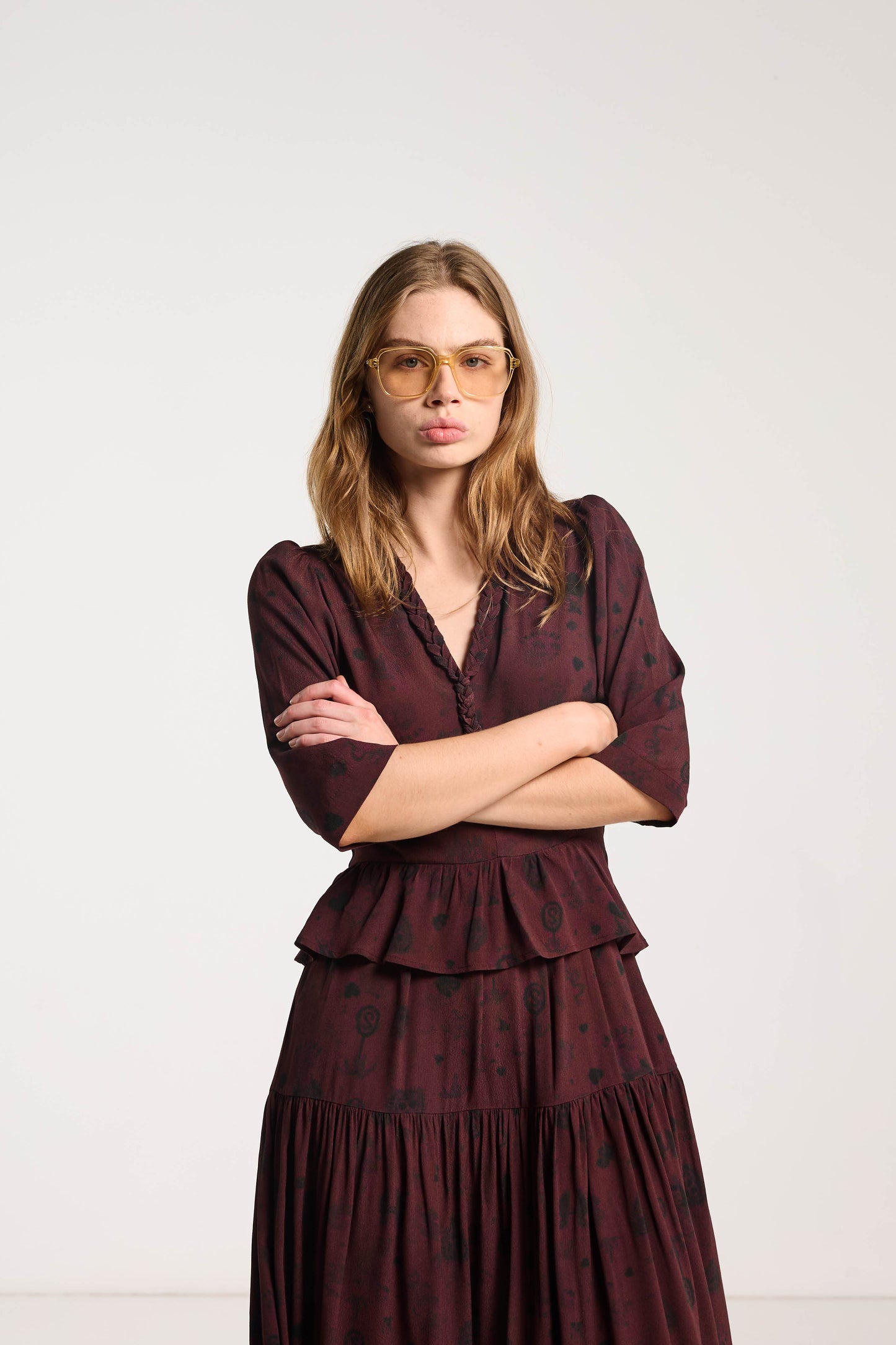 Amour Dress - Plum Wood Print