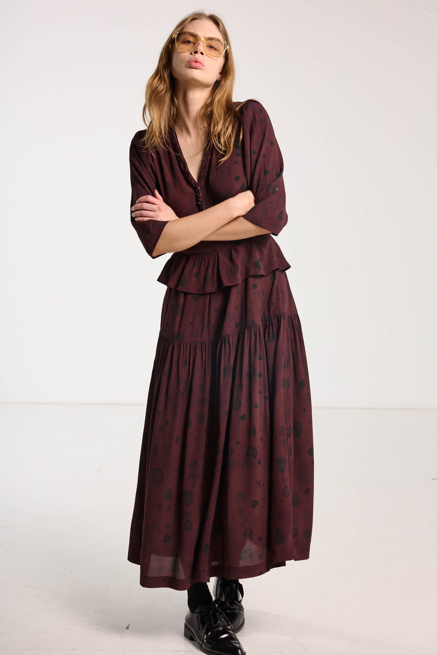 Amour Dress - Plum Wood Print