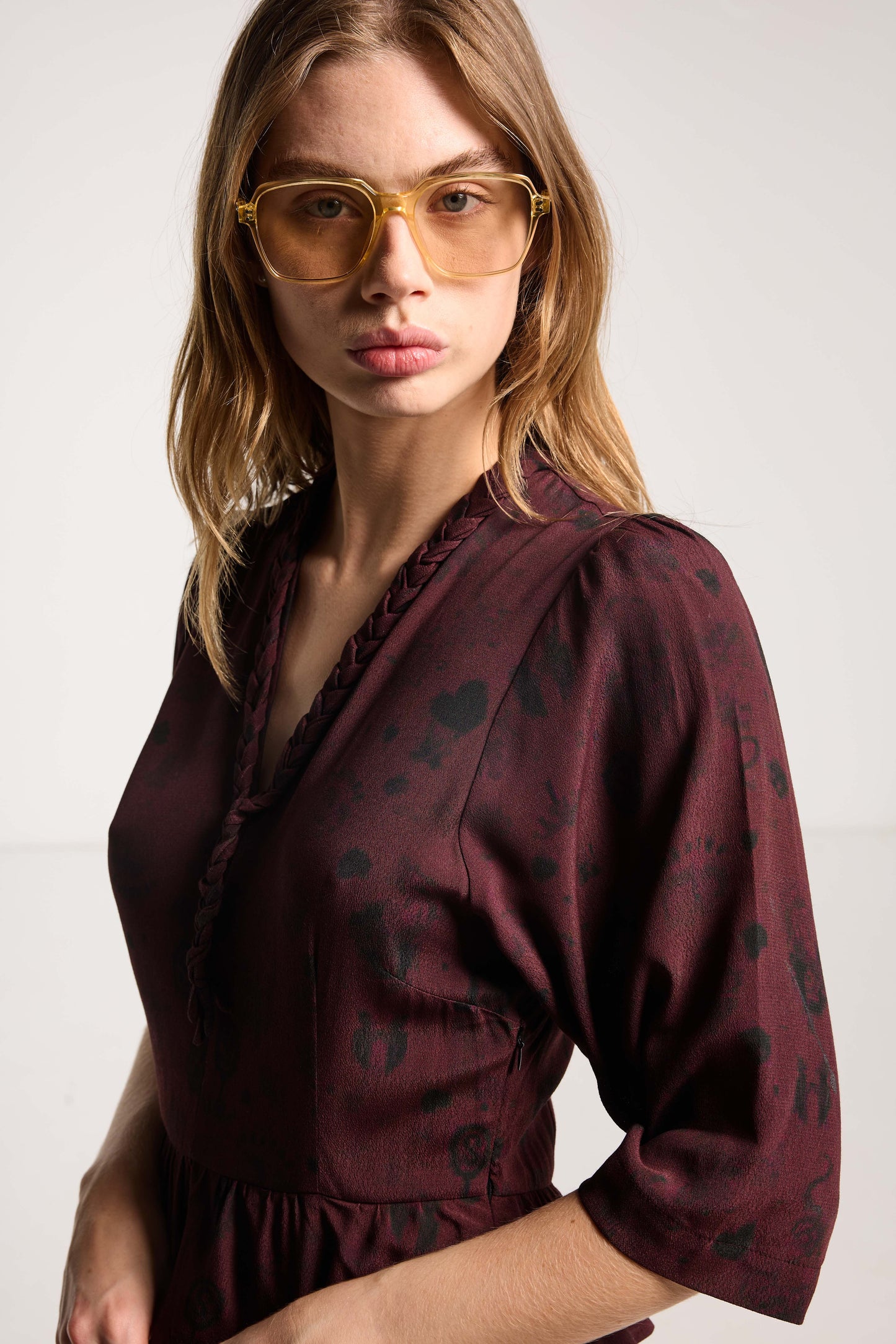 Amour Dress - Plum Wood Print