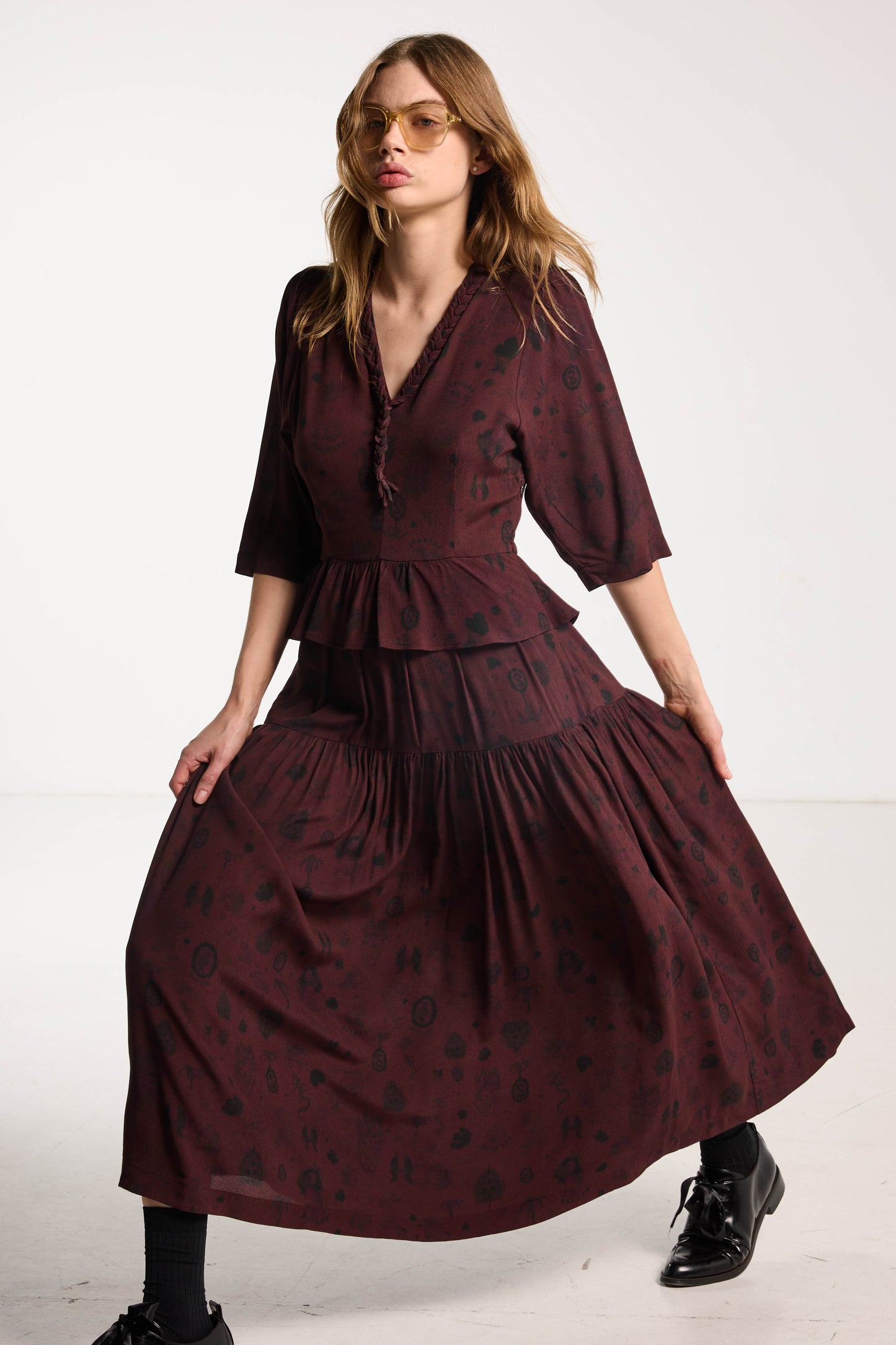 Amour Dress - Plum Wood Print