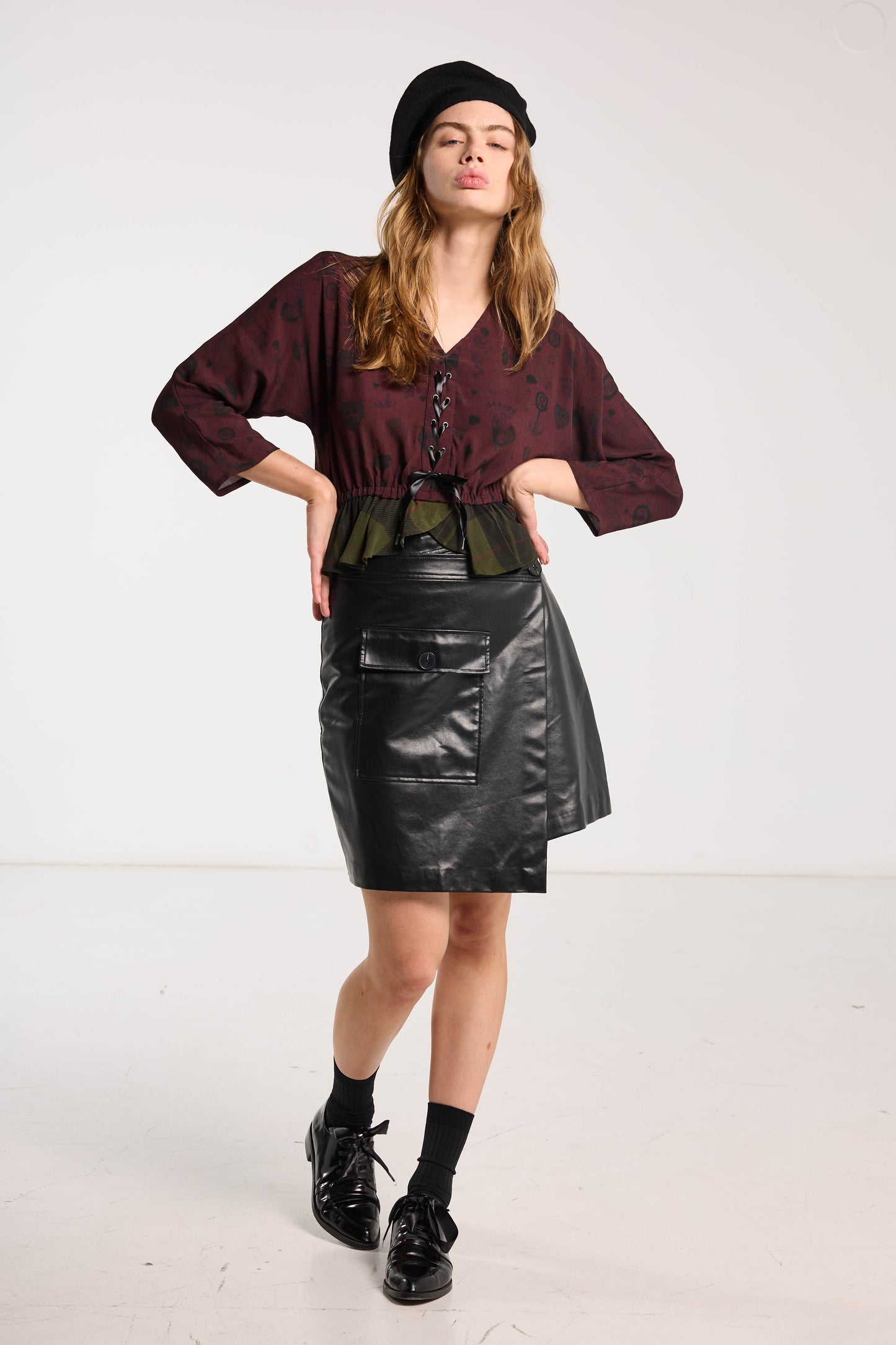 Valentine Top - Forest Green & Plum Wood