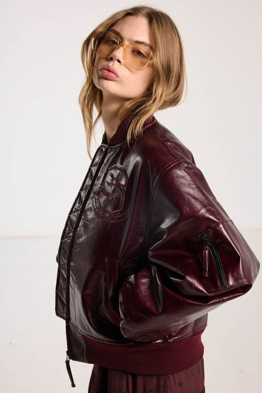 Juliet Bomber - Plum Vegan Leather