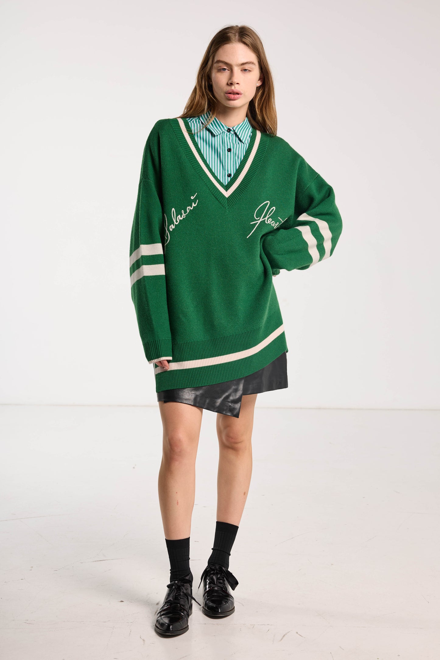 Hearted Jumper - Grass Green Merino