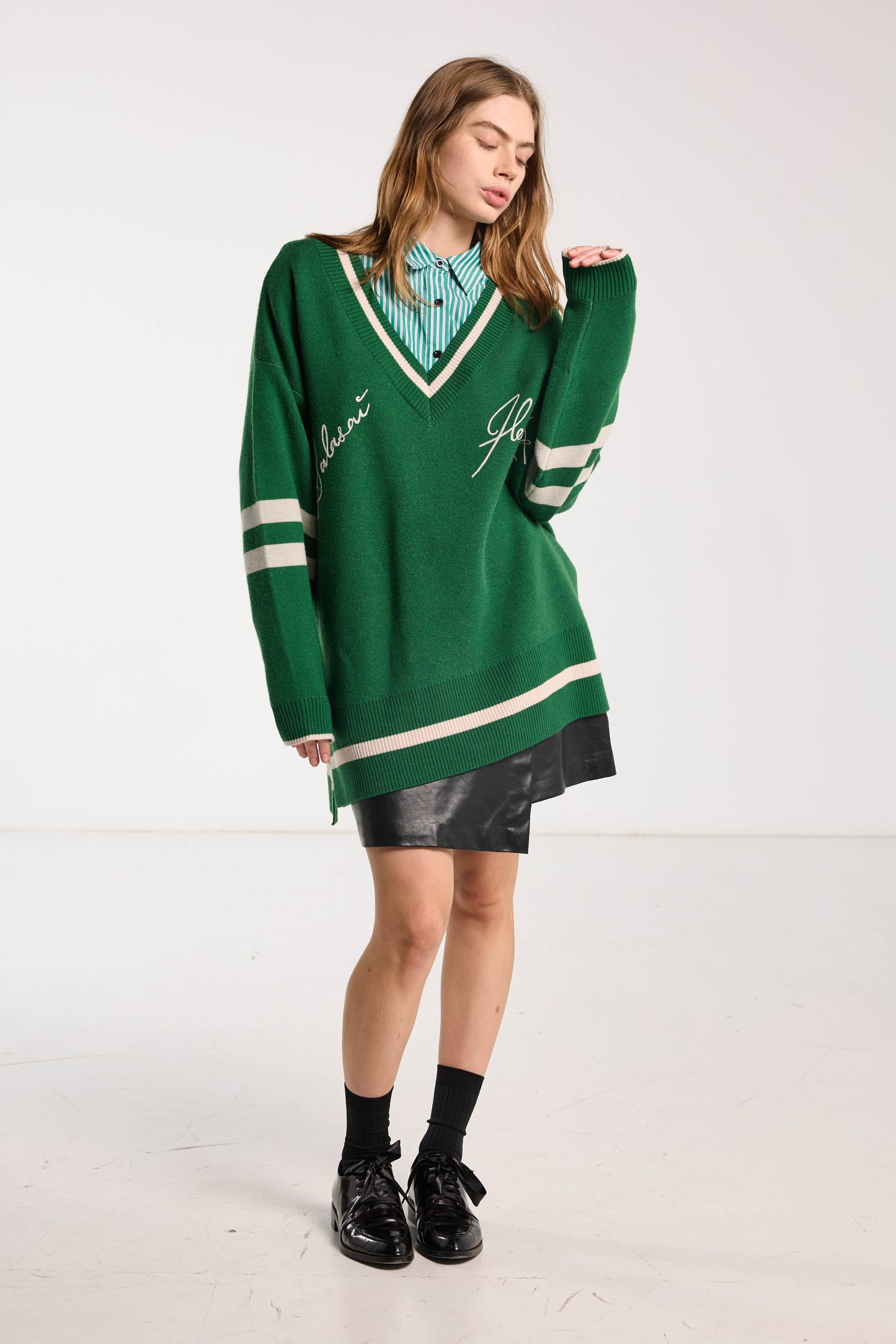 Hearted Jumper - Grass Green Merino