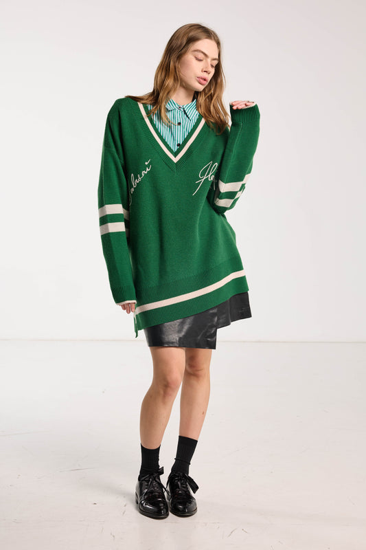 Hearted Jumper - Grass Green Merino