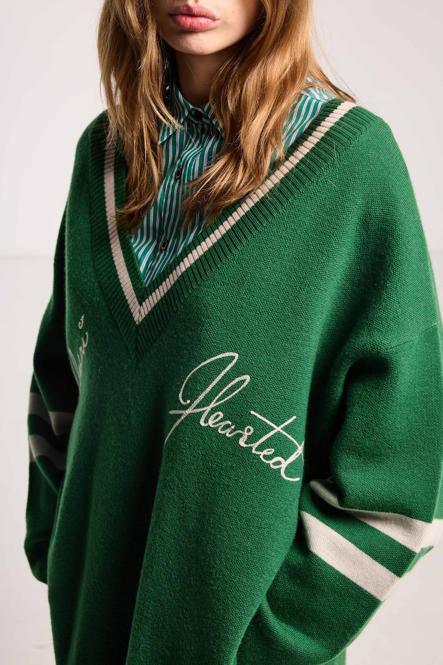 Hearted Jumper - Grass Green Merino