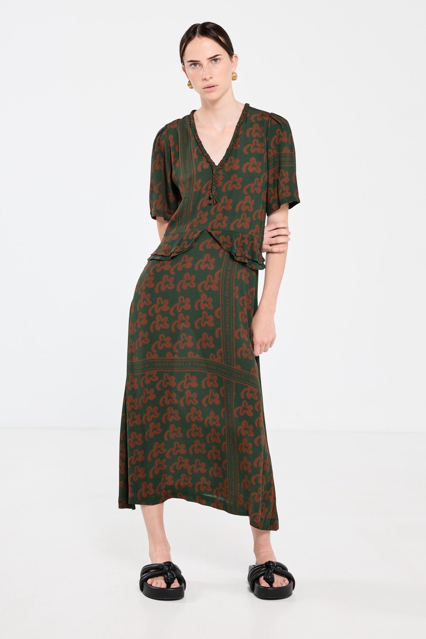 Plantation Dress - Green Pop Palm