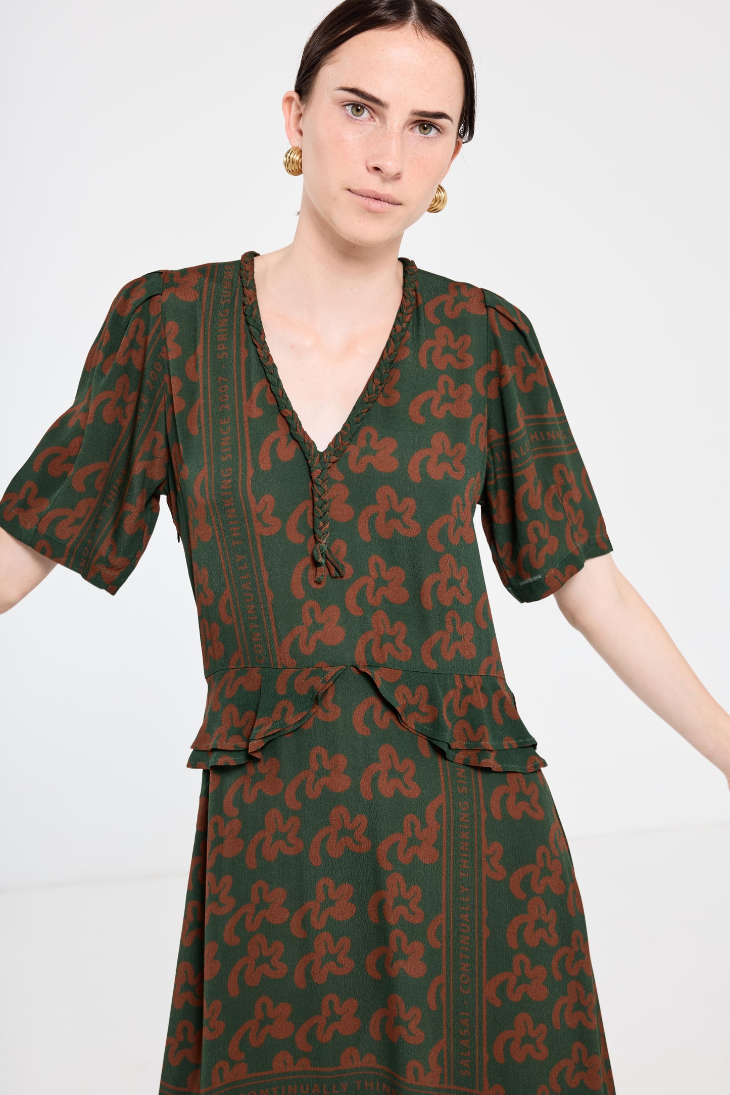 Plantation Dress - Green Pop Palm