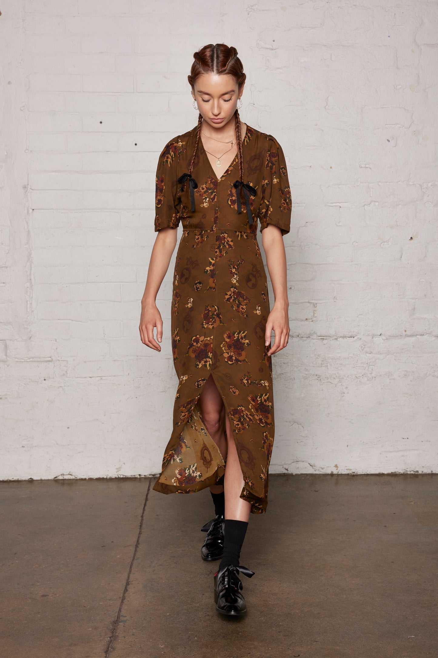 Beau Monde Dress - Cocoa Rosette