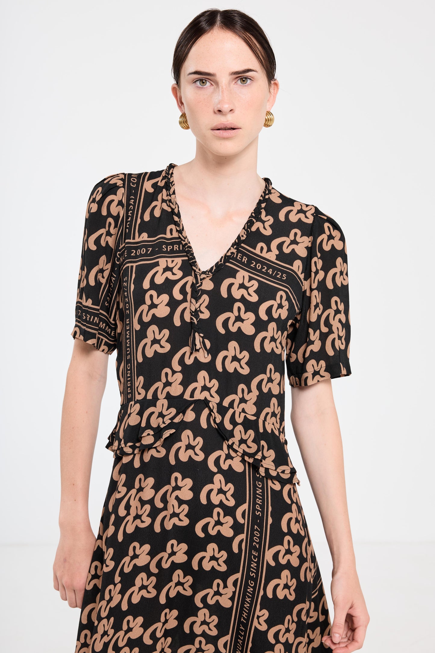 Plantation Dress - Beige Pop Palm