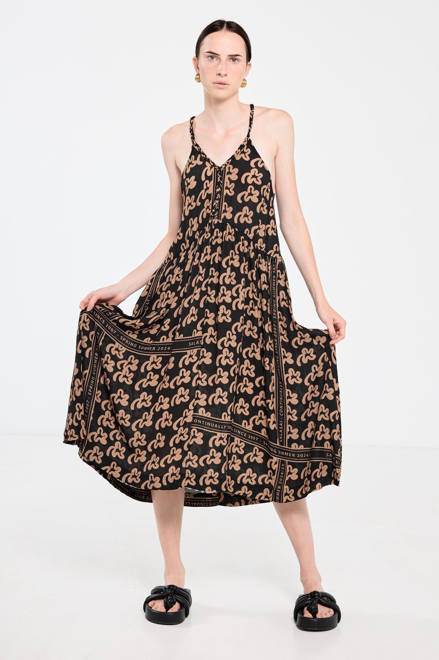 Plantation Tea Gown - Beige Pop Palm