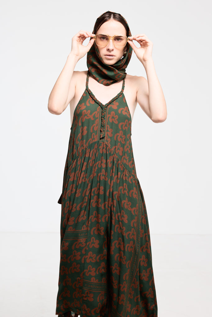 Plantation Tea Gown - Green Pop Palm