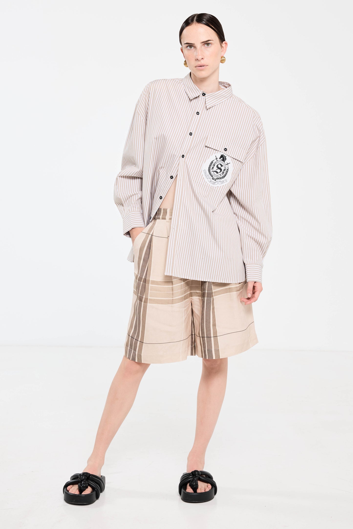 Health Club Stripe Shirt - Beige/White