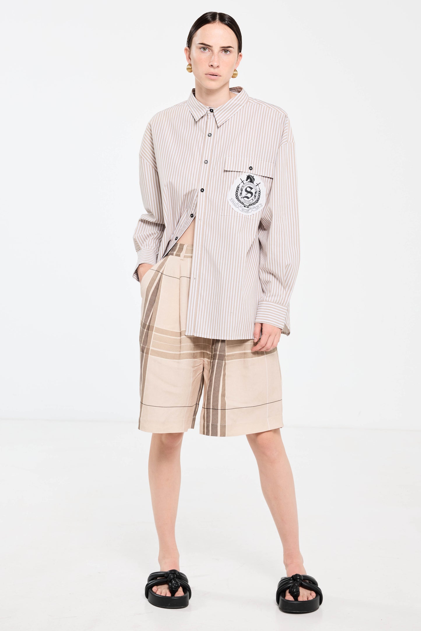 Health Club Stripe Shirt - Beige/White