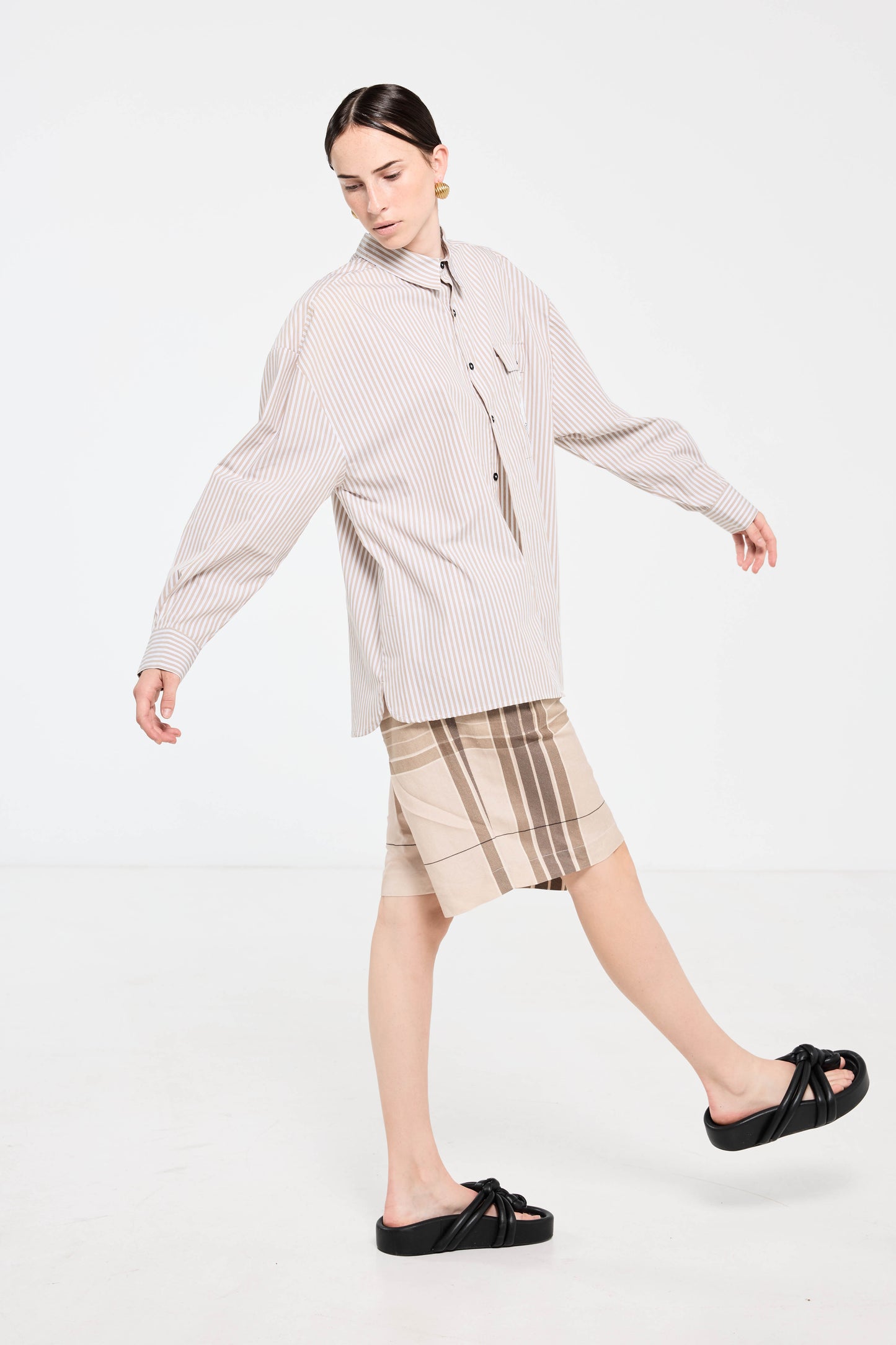 Health Club Stripe Shirt - Beige/White