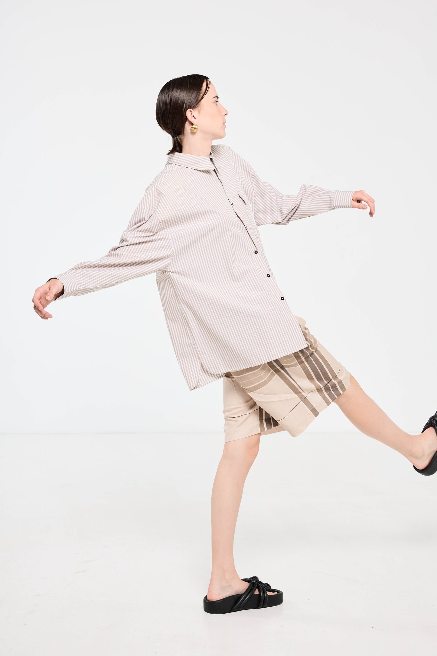 Health Club Stripe Shirt - Beige/White