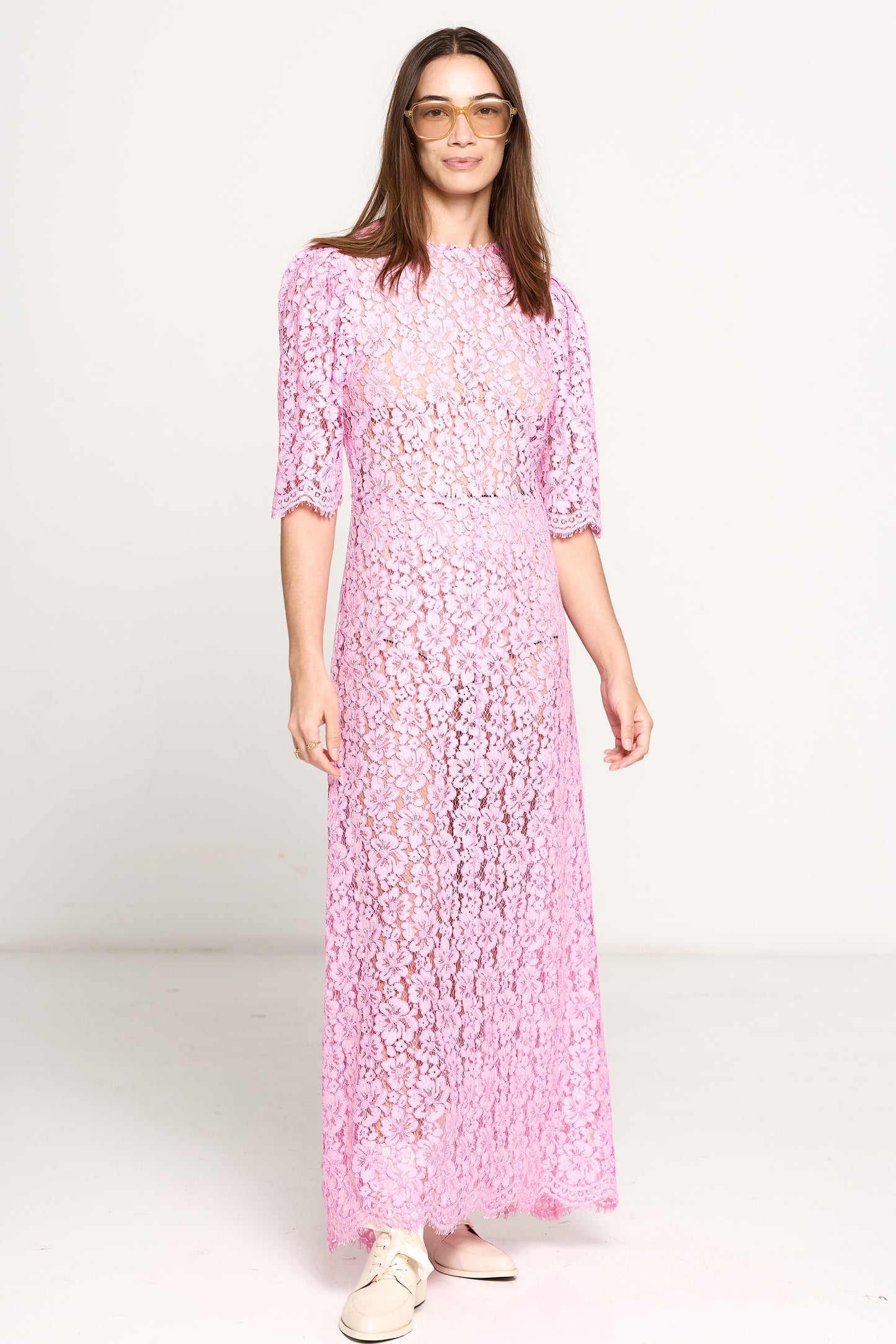 War of Hearts Dress - Pink Embroidered Lace