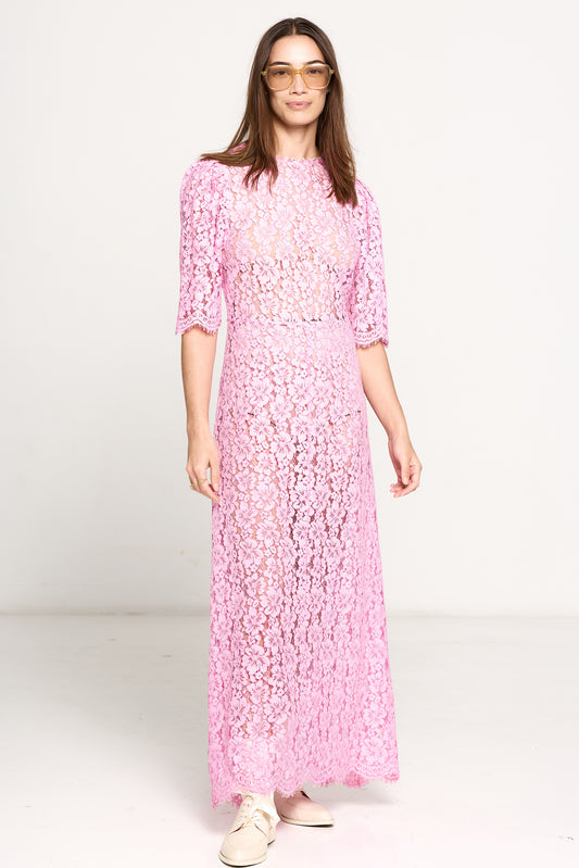 War of Hearts Dress - Pink Embroidered Lace
