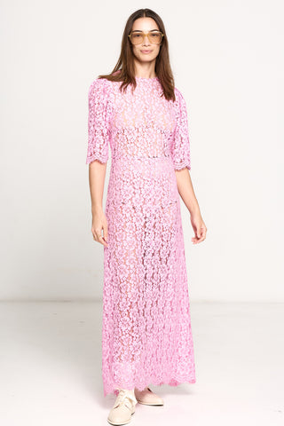 War of Hearts Dress - Pink Embroidered Lace