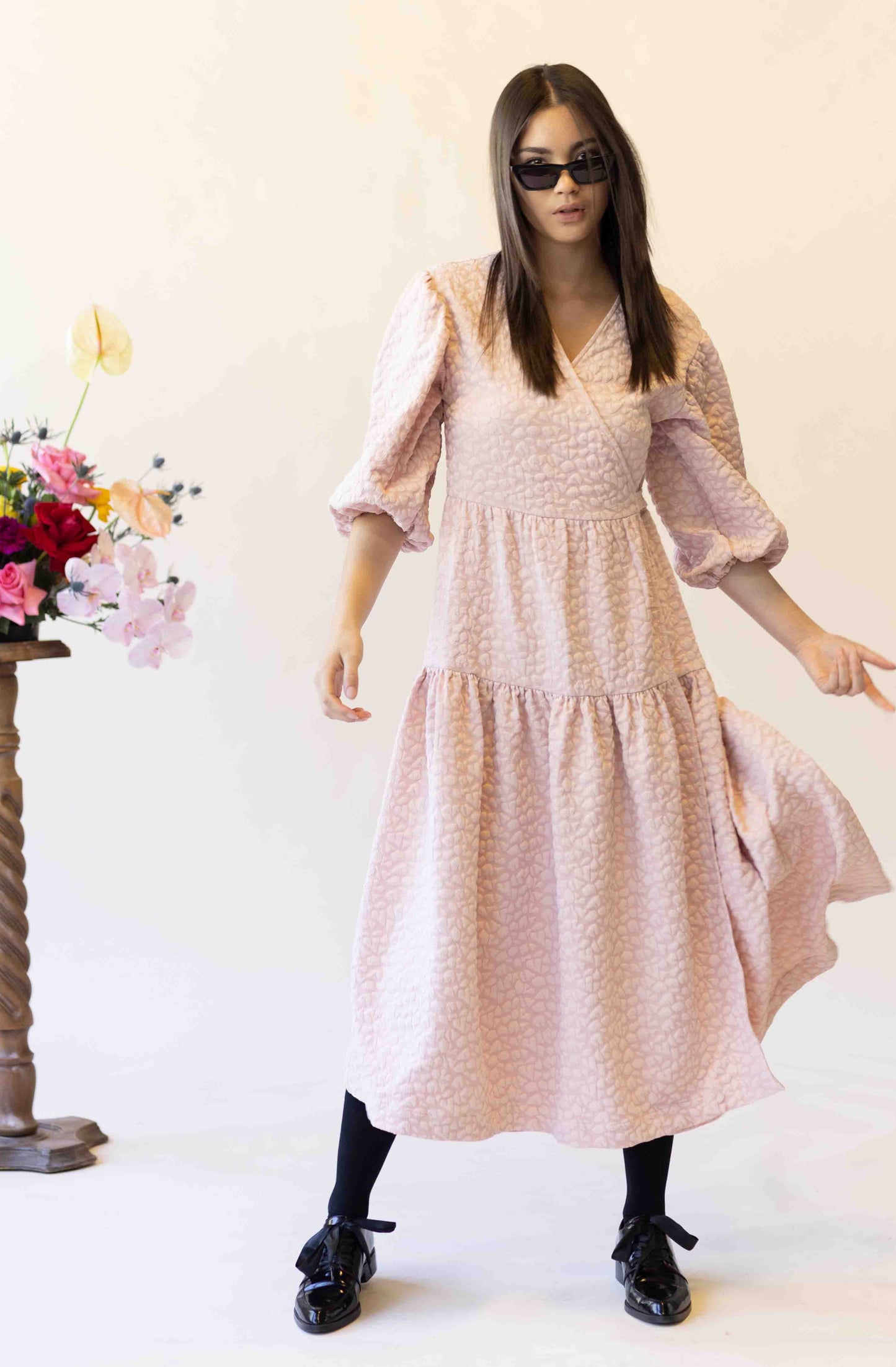 HEAVY HEARTS WRAP DRESS - PINK